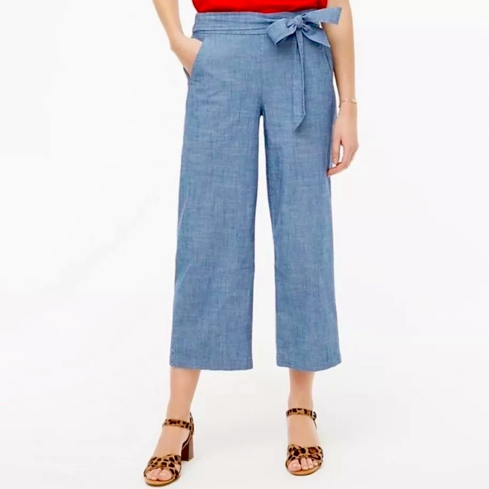 NWT J Crew Factory Wide Leg Chambray Crop size 14